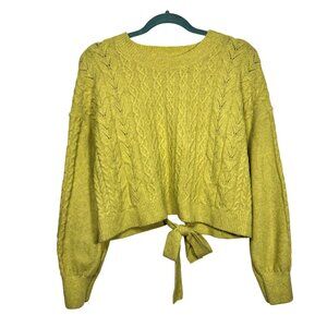 Pink Rose Long Sleeves Tie Back Lightweight Cable Knit Sweater Size Large Cozy